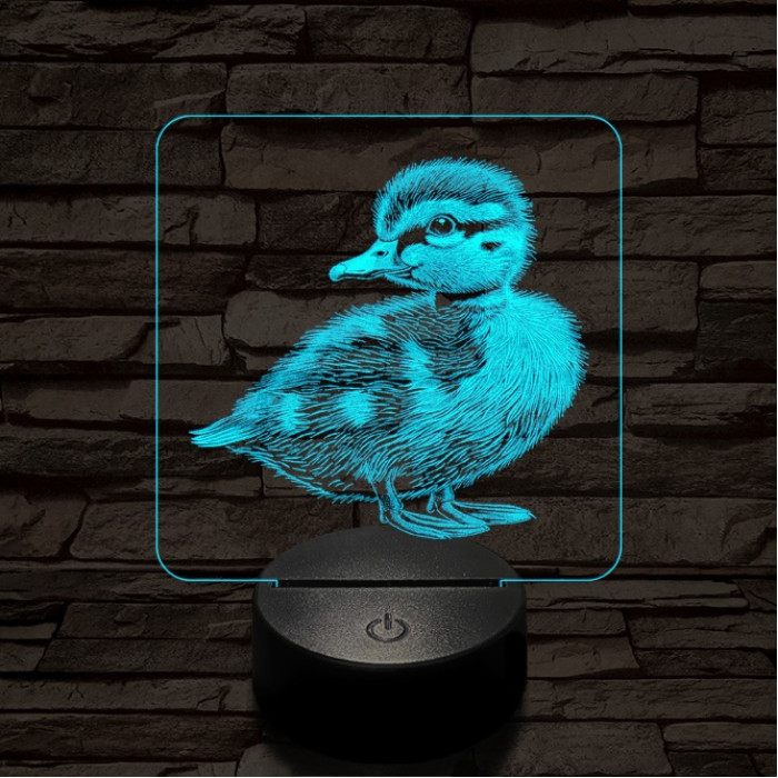 Kíváncsi kiskacsa 7 színű valósághű 3D led lámpa