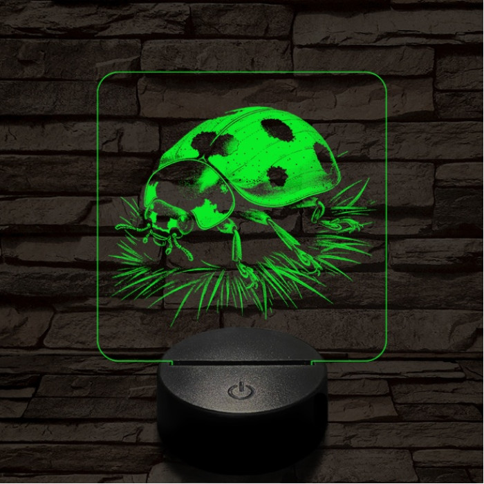 Katicabogár 7 színű valósághű 3D led lámpa