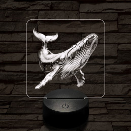 Hosszúszárnyú bálna 7 színű valósághű 3D led lámpa