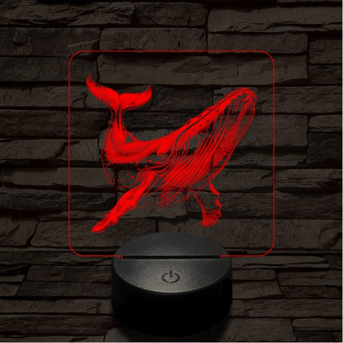 Hosszúszárnyú bálna 7 színű valósághű 3D led lámpa