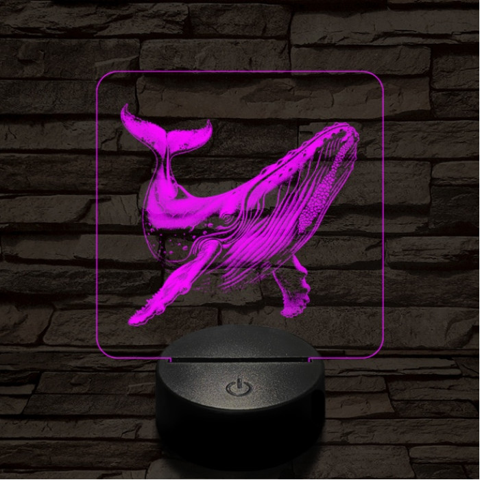 Hosszúszárnyú bálna 7 színű valósághű 3D led lámpa