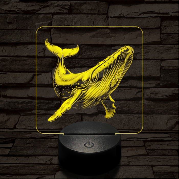 Hosszúszárnyú bálna 7 színű valósághű 3D led lámpa