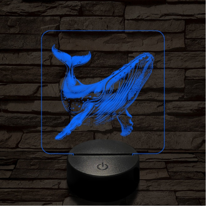 Hosszúszárnyú bálna 7 színű valósághű 3D led lámpa