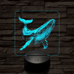 Hosszúszárnyú bálna 7 színű valósághű 3D led lámpa