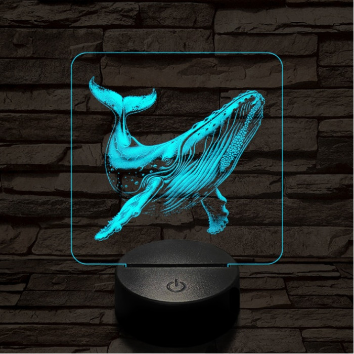 Hosszúszárnyú bálna 7 színű valósághű 3D led lámpa