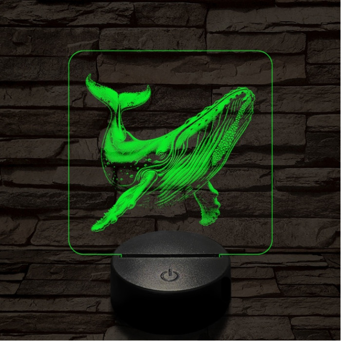 Hosszúszárnyú bálna 7 színű valósághű 3D led lámpa