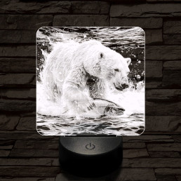 Halászó jegesmedve 7 színű valósághű 3D led lámpa