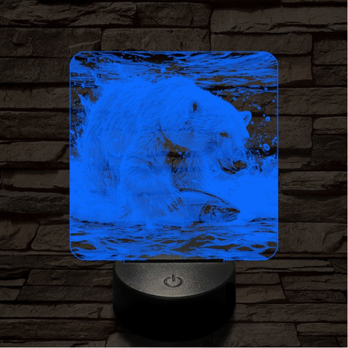 Halászó jegesmedve 7 színű valósághű 3D led lámpa