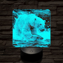 Halászó jegesmedve 7 színű valósághű 3D led lámpa