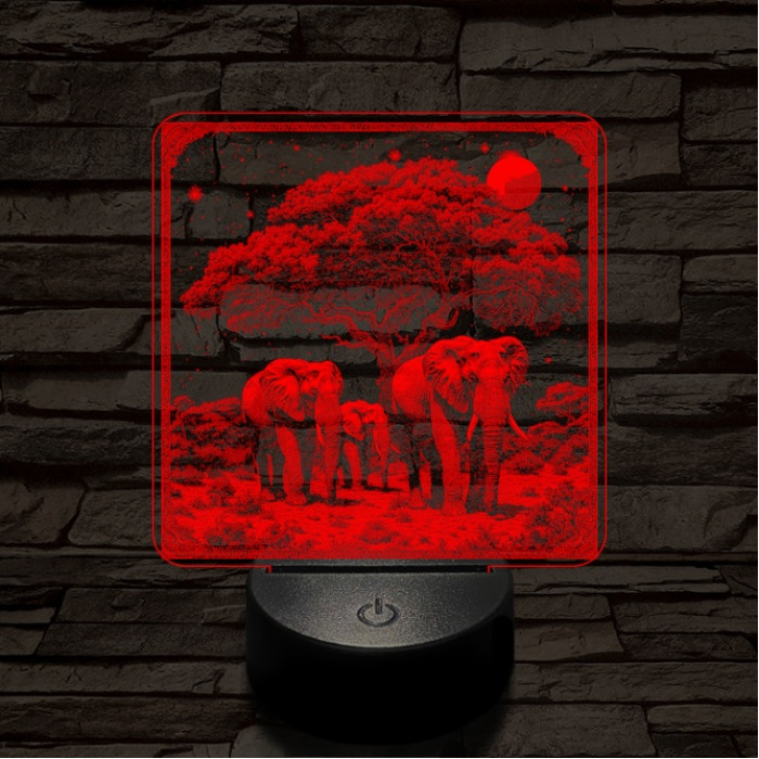 Elefántcsalád 7 színű valósághű 3D led lámpa