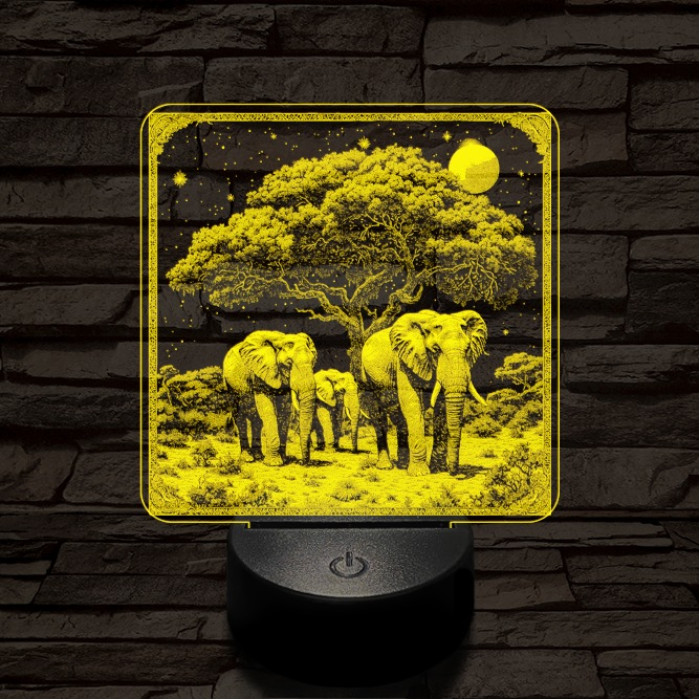 Elefántcsalád 7 színű valósághű 3D led lámpa