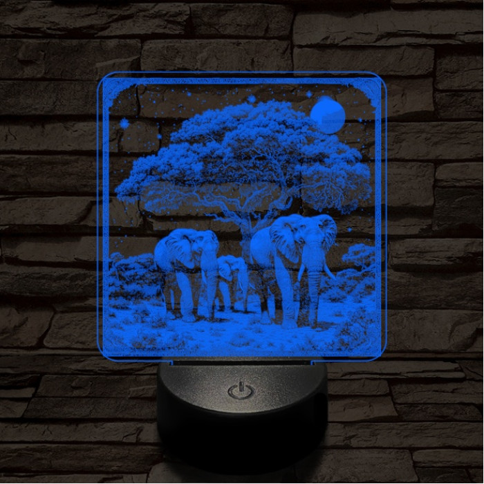 Elefántcsalád 7 színű valósághű 3D led lámpa