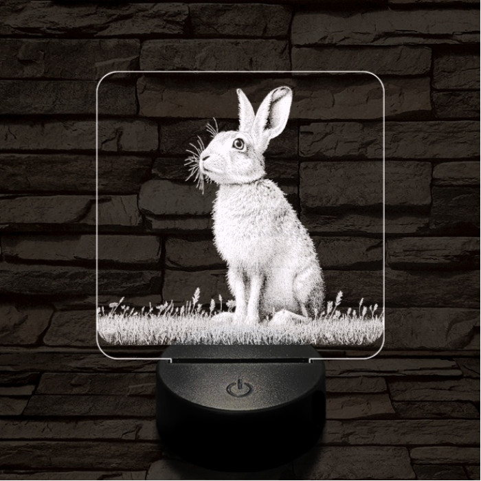 Szalutáló nyúl 7 színű valósághű 3D led lámpa