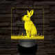Szalutáló nyúl 7 színű valósághű 3D led lámpa