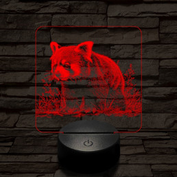Vörös macskamedve 7 színű valósághű 3D led lámpa
