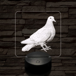 Galamb portré 7 színű valósághű 3D led lámpa