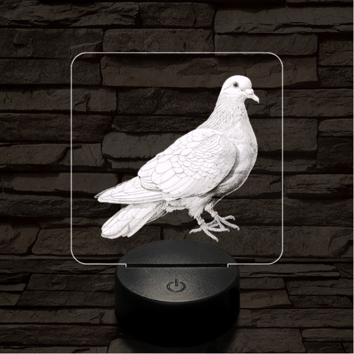 Galamb portré 7 színű valósághű 3D led lámpa