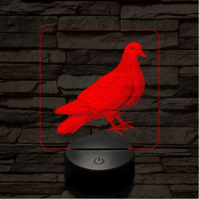 Galamb portré 7 színű valósághű 3D led lámpa