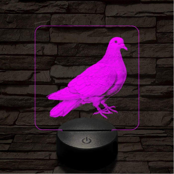 Galamb portré 7 színű valósághű 3D led lámpa