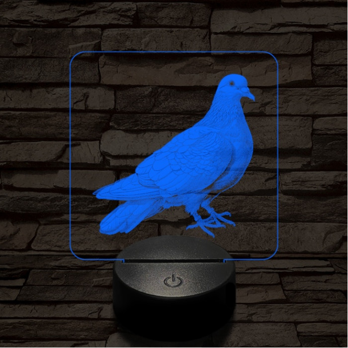 Galamb portré 7 színű valósághű 3D led lámpa
