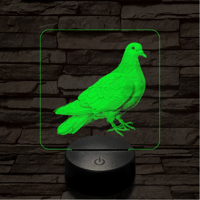 Galamb portré 7 színű valósághű 3D led lámpa