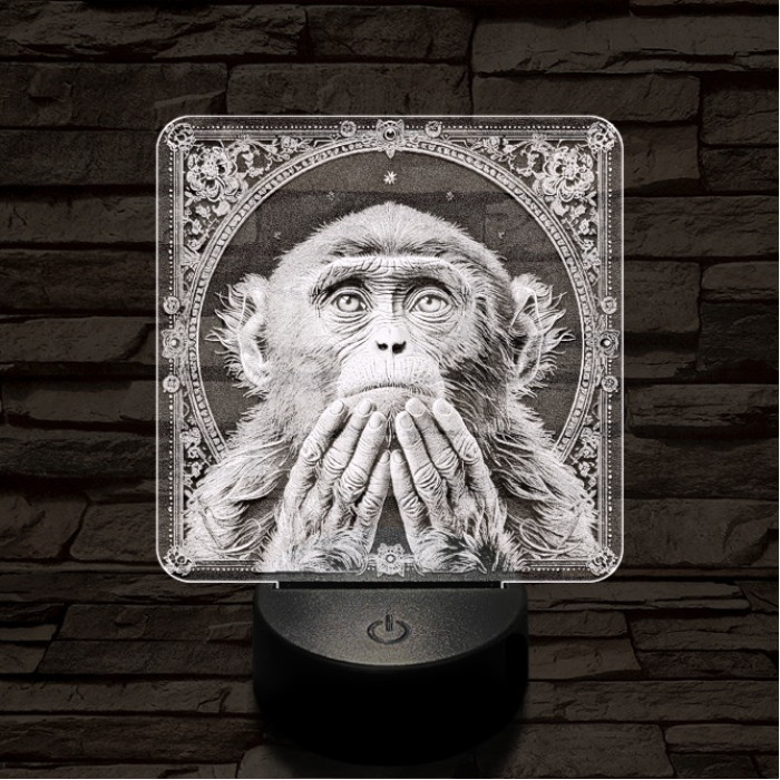 Töprengő majom 7 színű valósághű 3D led lámpa