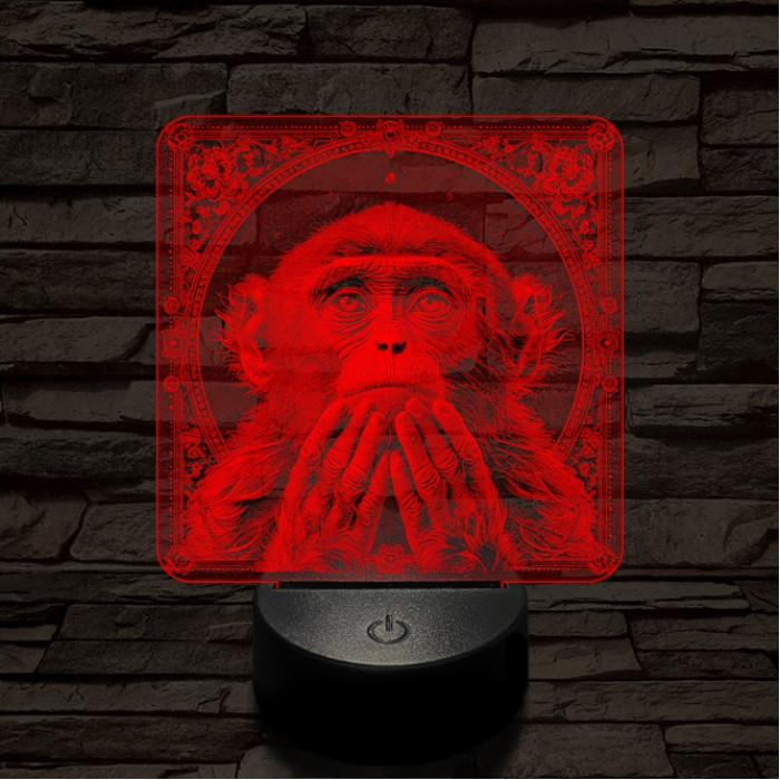 Töprengő majom 7 színű valósághű 3D led lámpa