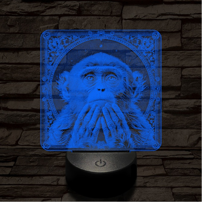 Töprengő majom 7 színű valósághű 3D led lámpa