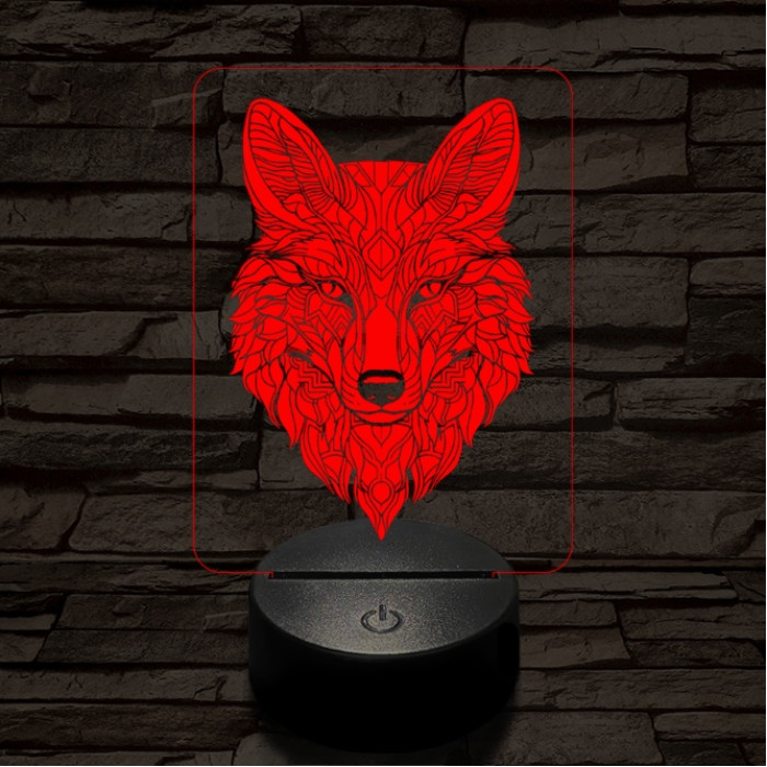 Misztikus róka 7 színű  3D led lámpa