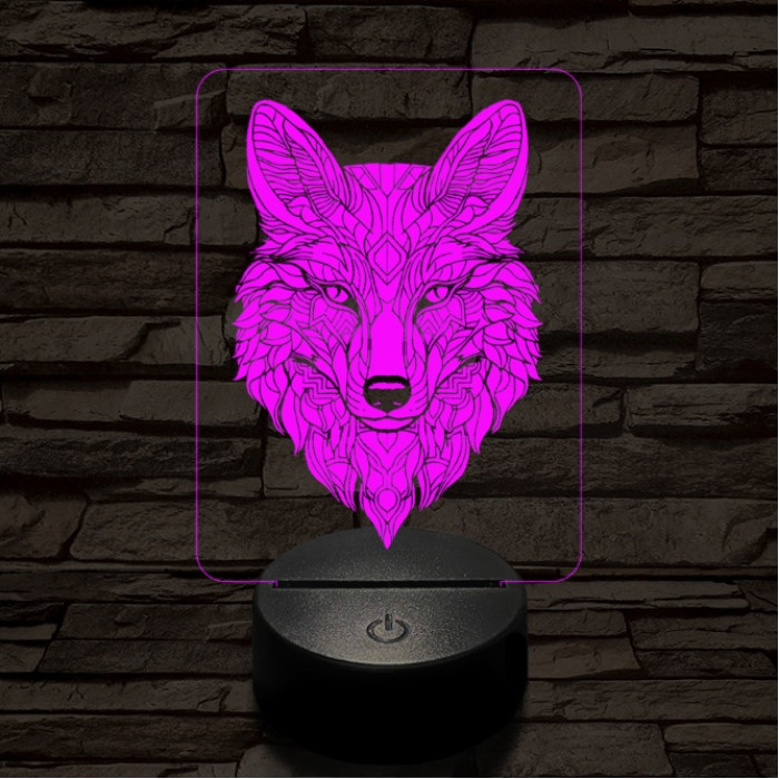 Misztikus róka 7 színű  3D led lámpa
