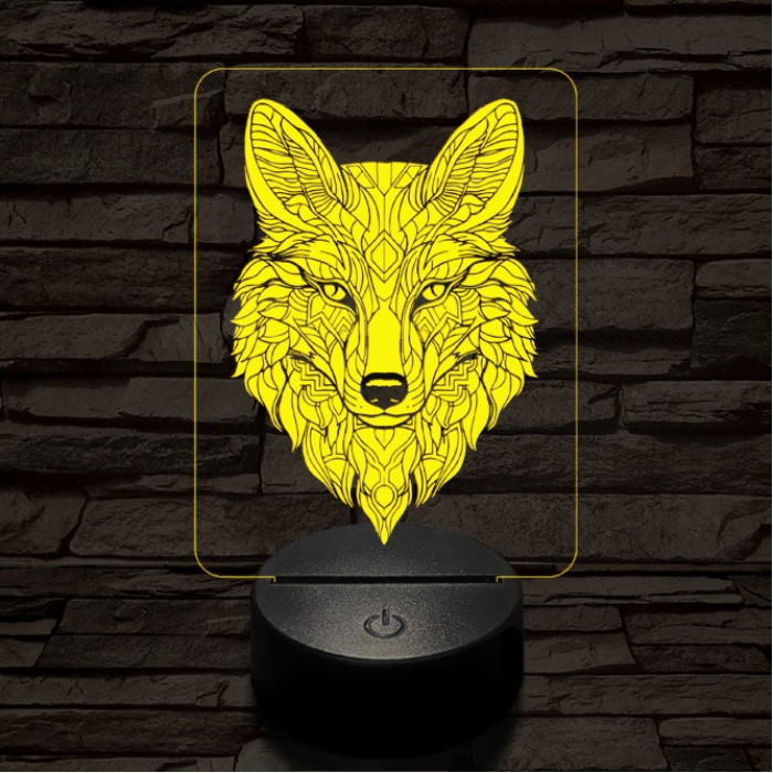 Misztikus róka 7 színű  3D led lámpa
