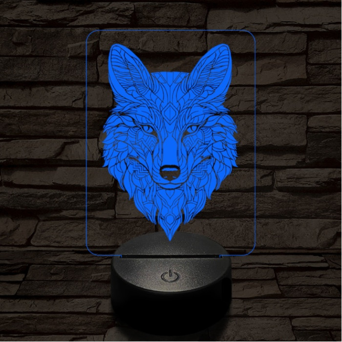 Misztikus róka 7 színű  3D led lámpa