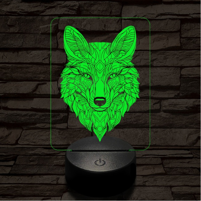Misztikus róka 7 színű  3D led lámpa