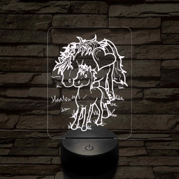 Anya ló kiscsikóval – 7 színű, színváltós 3D LED lámpa