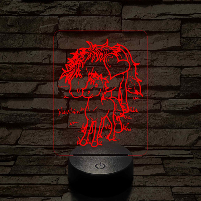 Anya ló kiscsikóval – 7 színű, színváltós 3D LED lámpa