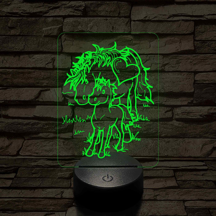 Anya ló kiscsikóval – 7 színű, színváltós 3D LED lámpa