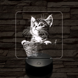 Kiscicus 7 színű  3D led lámpa