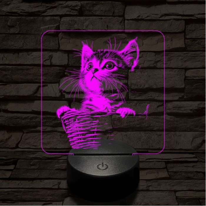 Kiscicus 7 színű  3D led lámpa