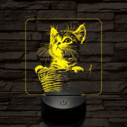 Kiscicus 7 színű  3D led lámpa