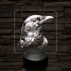 Holló portré 7 színű  3D led lámpa