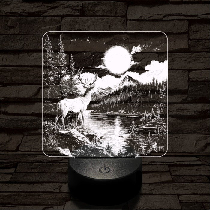 Gyönyörködő szarvas 7 színű valósághű 3D led lámpa