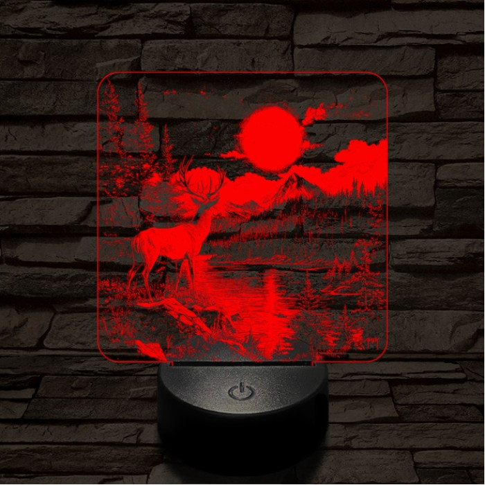 Gyönyörködő szarvas 7 színű valósághű 3D led lámpa