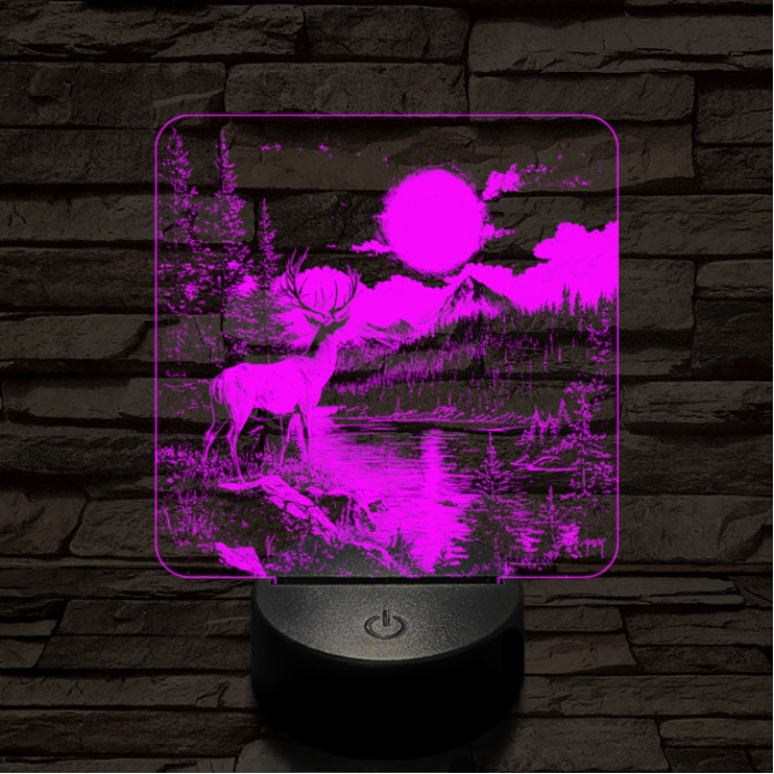 Gyönyörködő szarvas 7 színű valósághű 3D led lámpa