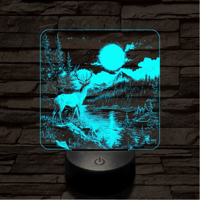 Gyönyörködő szarvas 7 színű valósághű 3D led lámpa