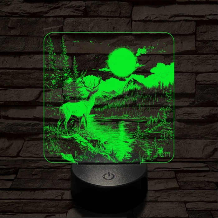 Gyönyörködő szarvas 7 színű valósághű 3D led lámpa