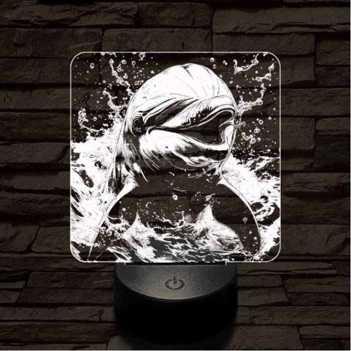 Boldog delfin 7 színű valósághű 3D led lámpa