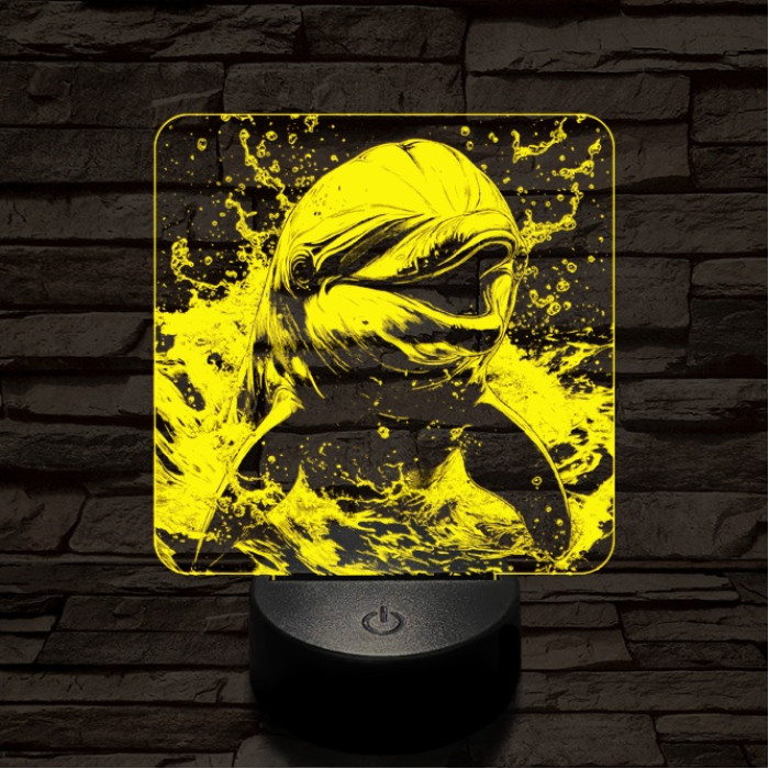 Boldog delfin 7 színű valósághű 3D led lámpa