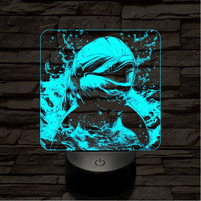 Boldog delfin 7 színű valósághű 3D led lámpa