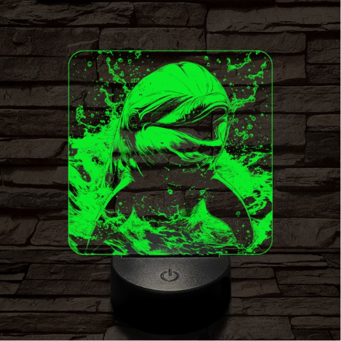 Boldog delfin 7 színű valósághű 3D led lámpa