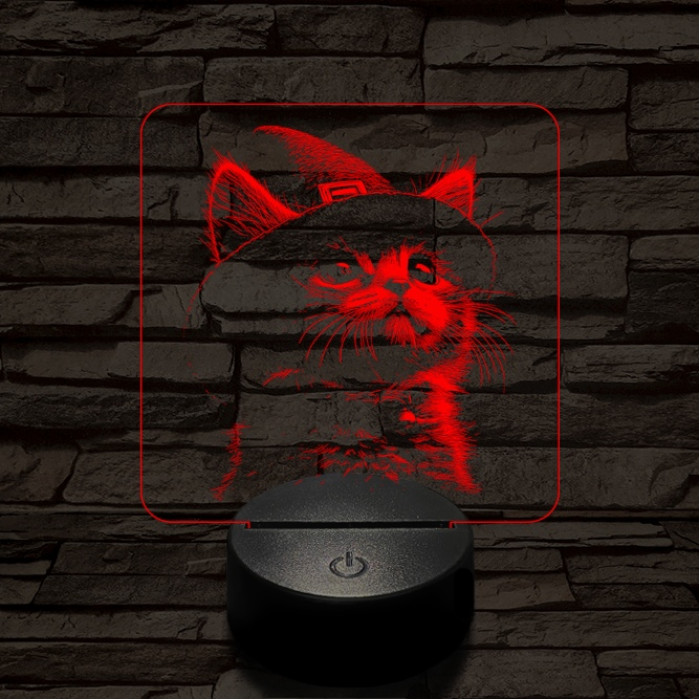 Csizmáskandúr kölyök 7 színű valósághű 3D led lámpa